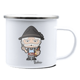 Da Oid Sinzer Griller Emaille Tasse 375ml Weiss Silber Kampenwand Front